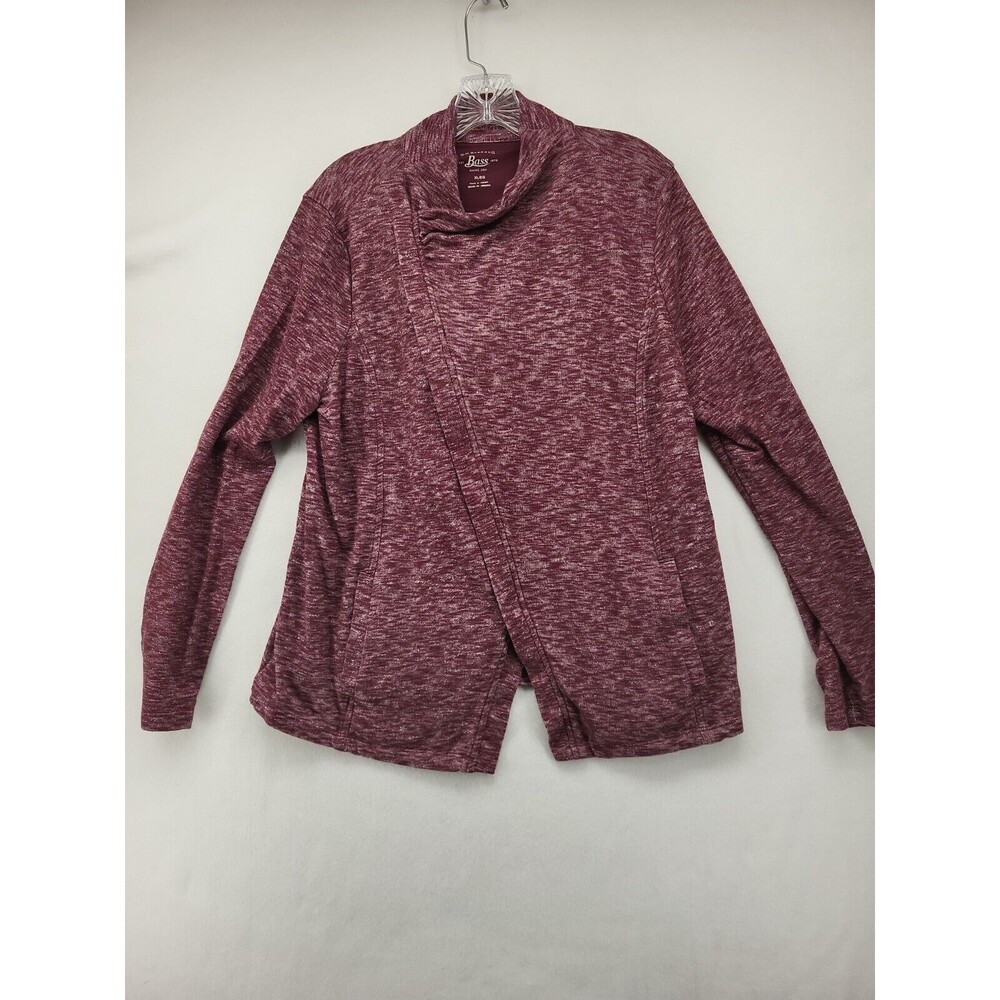 G.H. BASS & CO WOMEN'S SWEATER X-LARGE XL BURGUNDY ZIP UP SHIRT CASUAL BLOUSE